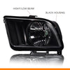G-PLUS Headlight Compatible with Ford Mustang 2005-2009 Halogen Left Diver Side Clear Lens Black Housing Clear ReflectorBumper Headlamps,faros delanteros