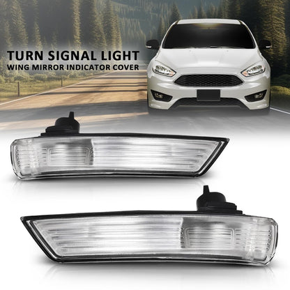 G-PLUS Pair Rearview Mirror Indicator Lens Turn Signal Light Cover, Compatible with Ford Focus MK2 Facelift 2008-2011/ MK3 2012-2017, LH Driver & RH Passenger Side 2PCS