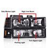 G-PLUS Headlights Assembly, Fit 1994 1995 1996 1997 1998 1999 GMC C1500 K1500 Yukon Bumper Headlamps, Clear Lens Black Housing Amber Reflector,faros delanteros