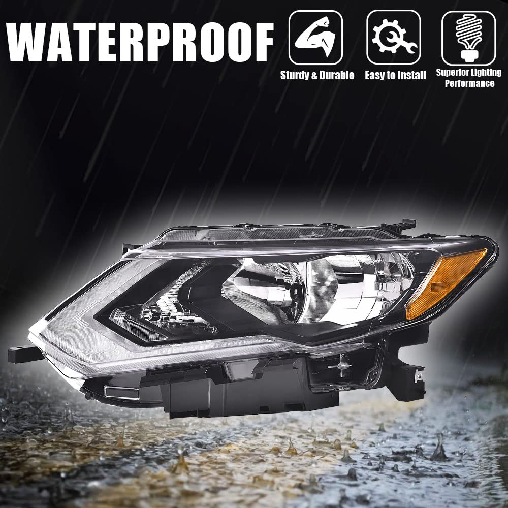 G-PLUS One Left Driver Side Headlight Compatible with Nissan Versa 2015-2019 Headlamp Halogen Clear Lens Chrome Housing Amber ReflectorBumper Headlamps,faros delanteros