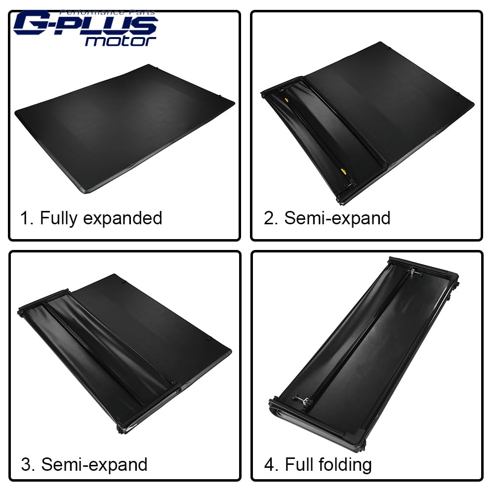 G-PLUS Soft Quad Fold Truck Bed Tonneau Cover Compatible with Toyota Tundra 2007-2013 8' Extra Long Bed (96")