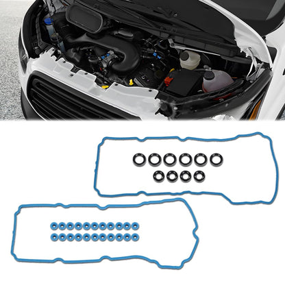 G-PLUS Valve Cover Gasket Set w/Grommets Compatible with Ford Edge Explorer F150 Transit-350 2011-2020/Lincoln MKS MKT MKZ 2011-2019 BR3Z6C535A, VS50722, VS50814R, GS33868, GS34027, 15-10491-01