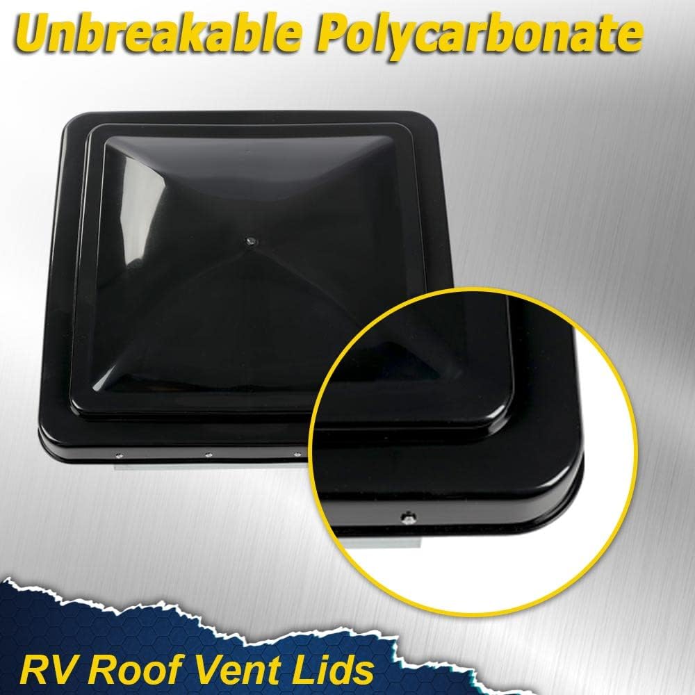 G-PLUS 3PCS Black Roof Vent Cover 14" x 14" Compatible with Universal RV, Trailer, Camper, Motorhome Trailer Ventline,Vent Lid Replacement