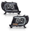 G-PLUS LED DRL Tube Halo Projector Headlights w/o Bulbs Compatible with 2005-2011 Toyota Tacoma Clear Lens Black Housing Clear Reflector Driver & Passenger SideBumper Headlamps,faros delanteros
