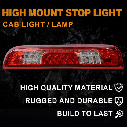 G-PLUS Rear LED Third Brake Light Compatible With 2014-2018 Chevy Silverado/GMC Sierra1500/2500HD/3500,3RD Cargo Led Tail Lamps Chrome Housing,Red Clear Lens