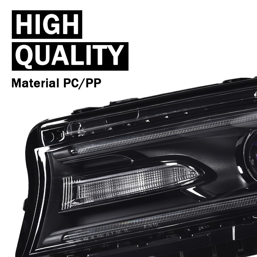 G-PLUS Headlight Fit for Dodge Charger 2015-2021, Left Bumper Headlamps,Clear Lens Black Housing Amber Reflector, CH2503270,faros delanteros