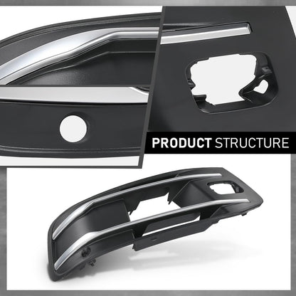 G-PLUS Pair Front Bumper Fog Light Grille Cover Bezel Insert, Compatible with Audi Q7 Standard Model 2016-2019, Left Driver & Right Passenger Side 2PCS