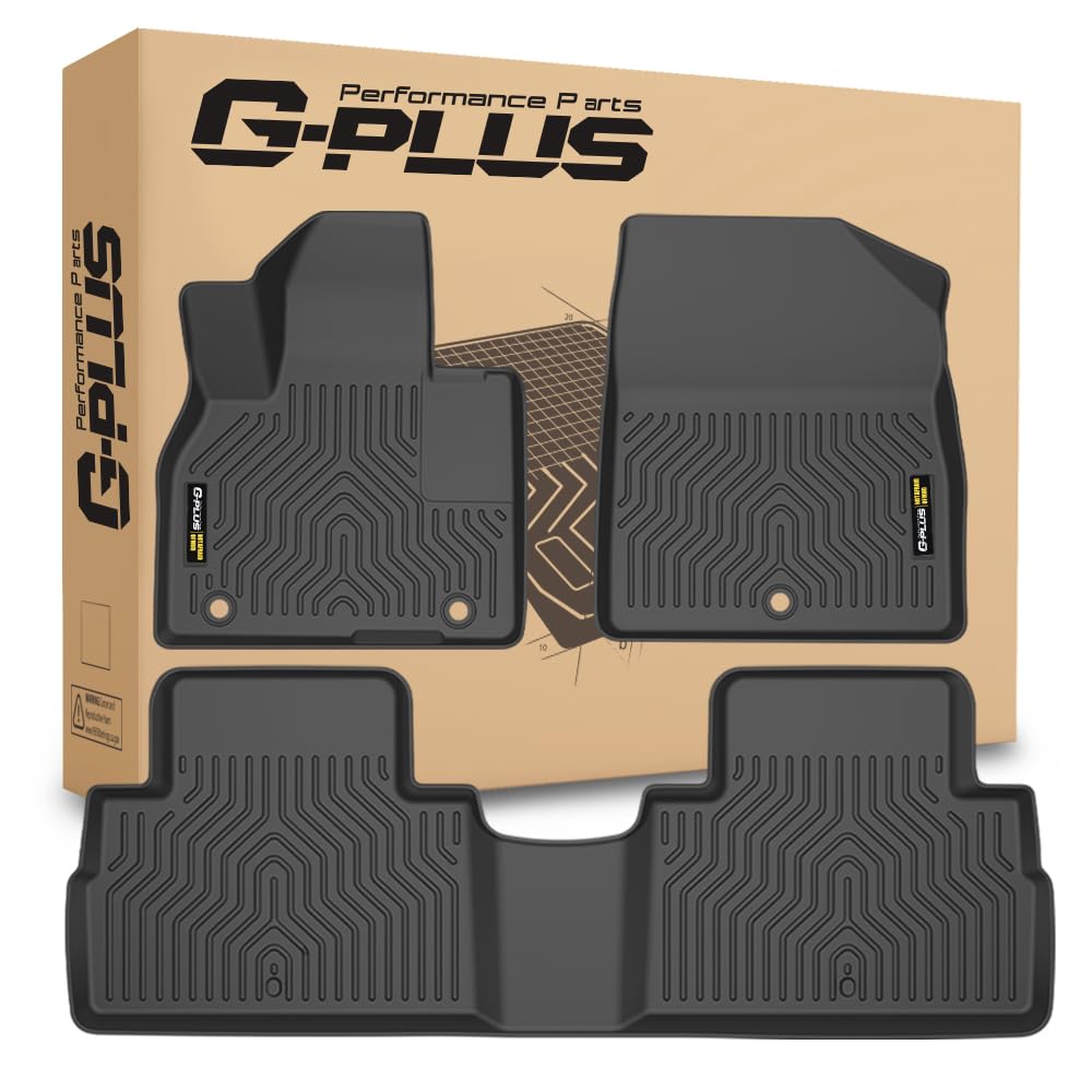 G-PLUS Floor Mats Compatible with Hyundai Palisade 2020-2024, TPE Custom Fit All Weather Protection Anti-Slip Floor Liners,1st & 2nd Floor Mats