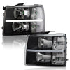 G-PLUS LED DRL Headlights, Fit 2007-2014 Chevy Silverado 2500 3500 & HD Models/Fit 2007-2013 Chevy Silverado 1500 Bumper Headlamps, Clear Lens Black Housing Clear Reflector