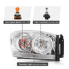 G-PLUS Headlights Assembly w/Bulbs Light Bar Left and Right Side Compatible with Dodge Ram 1500 2006-2008/Fit Dodge Ram 2500 3500 2006-2009 Clear Lens Chrome Housing Clear Reflector