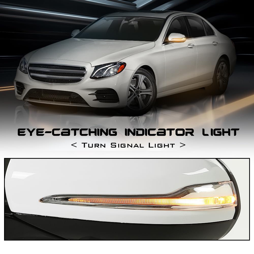 G-PLUS Rear View Mirror w/Blind Spot Left Driver Side Compatible with Benz W213 E Class E300 2016-2020/Not Fit for Coupe 2138104500 White