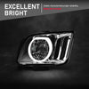 G-PLUS LED DRL Headlights, Compatible with Ford Mustang 2005 2006 2007 2008 2009 Bumper Headlamps, Clear Lens Chrome Housing Amber Reflector,faros delanteros