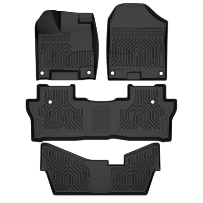 G-PLUS Floor Mats 4PCS Compatible with 2016-2022 Honda Pilot 8 Passenger Models(No Elite Models) TPE Custom Fit All Weather Protection Floor Cargo Liner Accessories 1st & 2nd & 3rd Black Car Mats