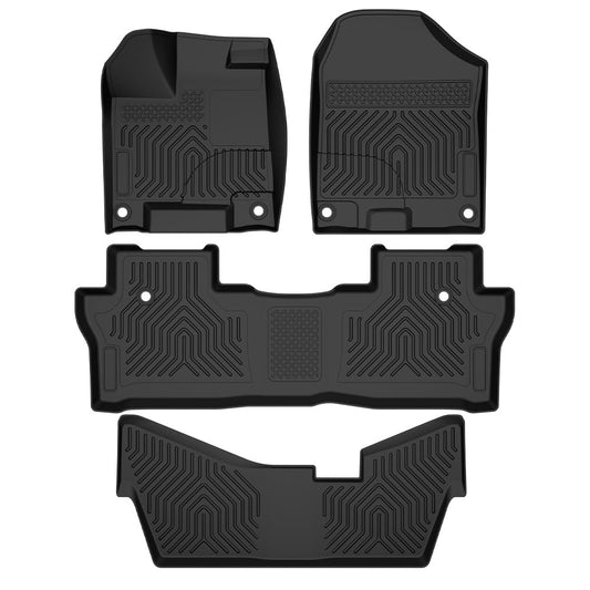 G-PLUS Floor Mats Compatible with Honda Pilot 8 Passenger Models 2016 2017 2018 2019 2020 2021 2022/No Elite Models TPE All Weather Full Cover Protection 4 Piece Black Floor Liners