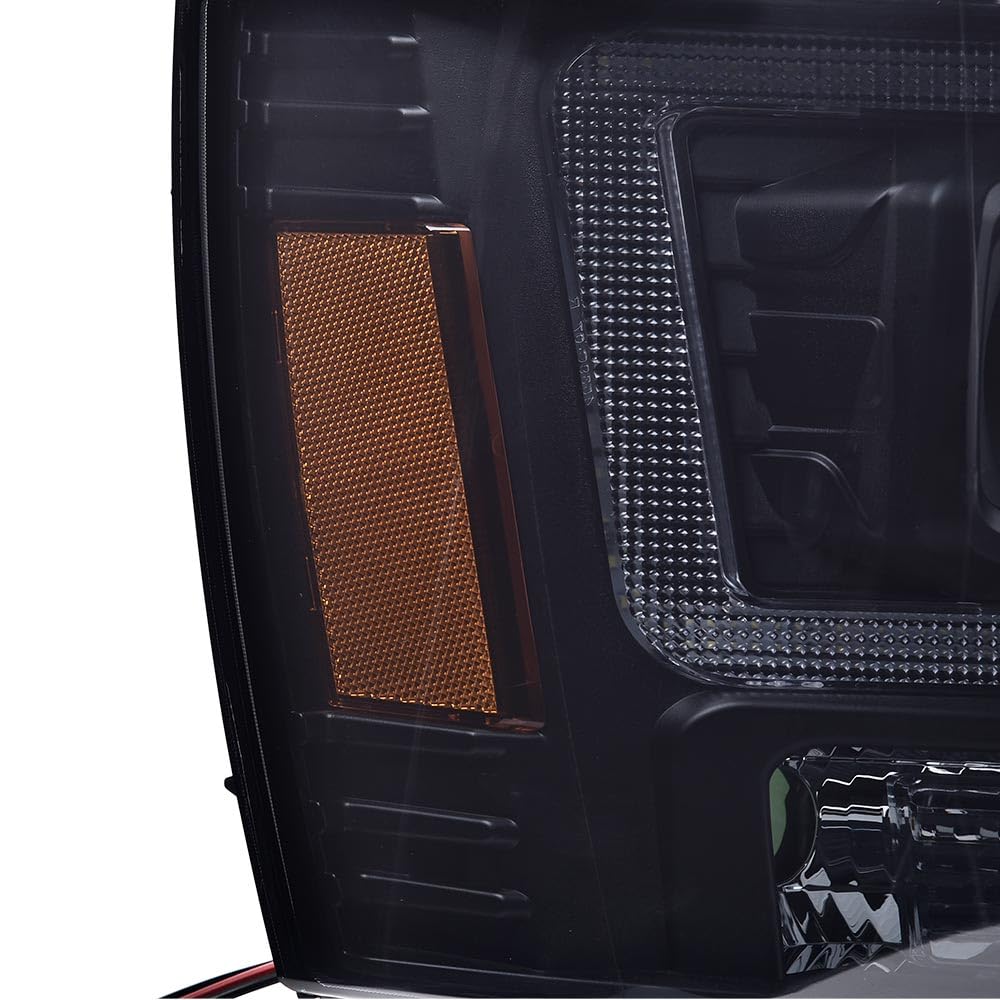 G-PLUS LED Headlights Assembly Fit Chevy Tahoe Avalanche Subarban 1500 2500 2007-2014 DRL Corner Turn Signal Headlamps Set Pair Left & Right Smoky Lens Black Housing Amber Reflector,faros delanteros