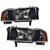 G-PLUS Headlights, Fit 1994-2001 Dodge Ram 1500/1994-2002 Ram 2500 3500,Not fit Ram Sport, Headlamps Clear Lens Black Housing Amber Reflector w/o Bulbs Bumper Headlamps,faros delanteros Assembly