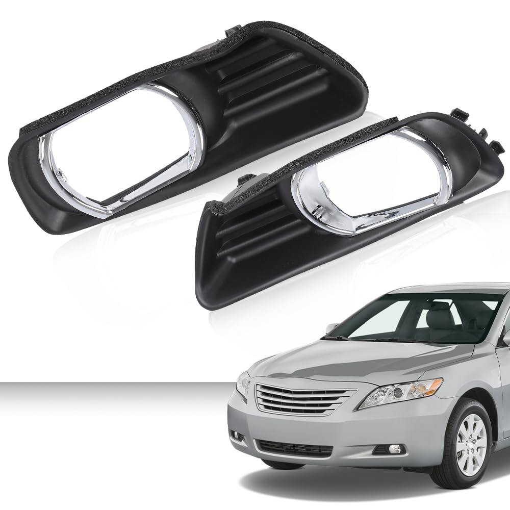 G-PLUS Black Front Bumper Fog Lights Covers Trim 2Pcs Compatible with Toyota Camry XLE 2007 2008 2009 5212706040, 5212806040, TO2598101, TO2599101 Fog Lamp Accessories Black