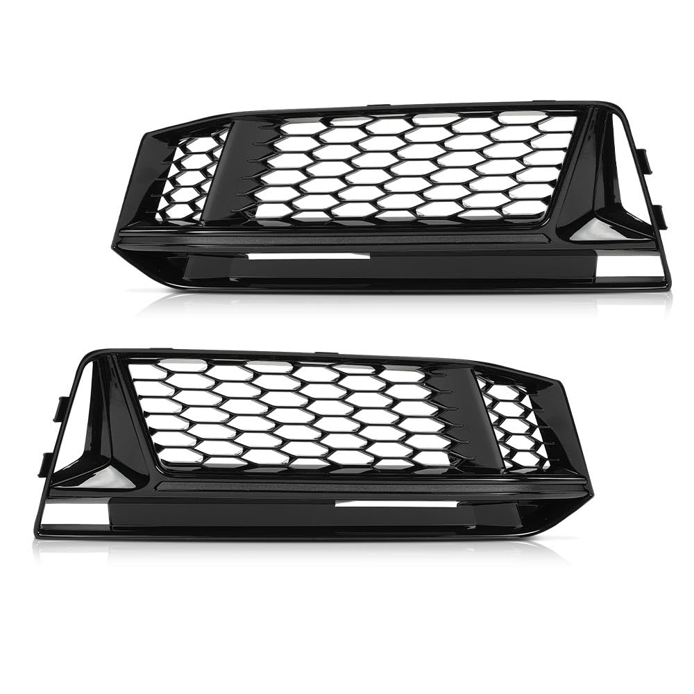 G-PLUS Front Bumper Fog Light Lamp Cover Grille Driver and Passenger Side Compatible with Audi A5 S-Line / S5 B8 RS5 2008-2012,NOT fit A5 Standard Bumper 8T0807682D 8T0807681B Honeycomb Style