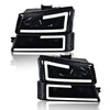 G-PLUS LED Headlights, Compatible with Chevy SIlverado/Avalanche 1500 2500 2003-2006 Left & Right Bumper Headlamps, Smoky Lens Black Housing Clear Reflector,faros delanteros