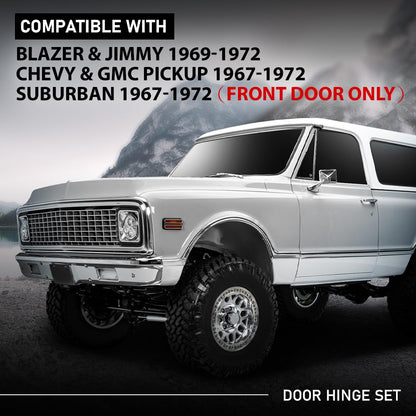G-PLUS Door Hinge Set Compatible with Chevy & GMC Pickup 1967-1972,Fit Blazer & Jimmy 1969-1972,Fit Suburban 1967-1972 (Front Door only)