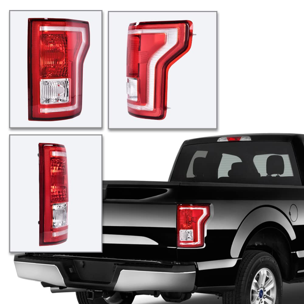 G-PLUS Tail Light Compatible with Ford F150 2015 2016 2017,Right Passenger Side Taillamps Brakelights w/bulb Red FL3Z13405A-PFM FL3Z13404A-PFM FO2800239C FO2801239C Luces TraserasAssembly