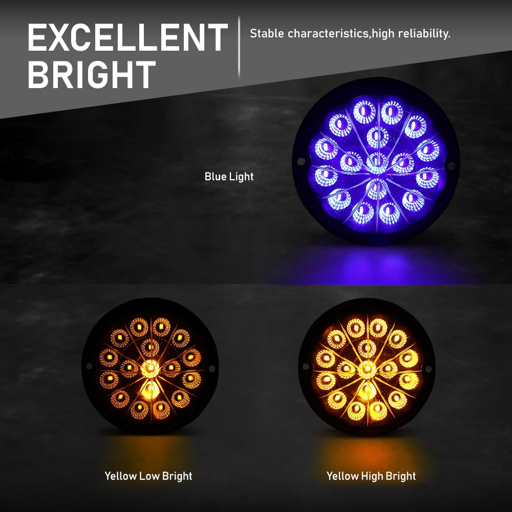 G-PLUS 2PCS Amber Turn Signal & Side Marker to Blue Auxiliary LED Watermelon Lights Pair Compatible with Trailers, Trucks, Caravans, Pickup, Cars, Van, RVs, Lorries, Boats