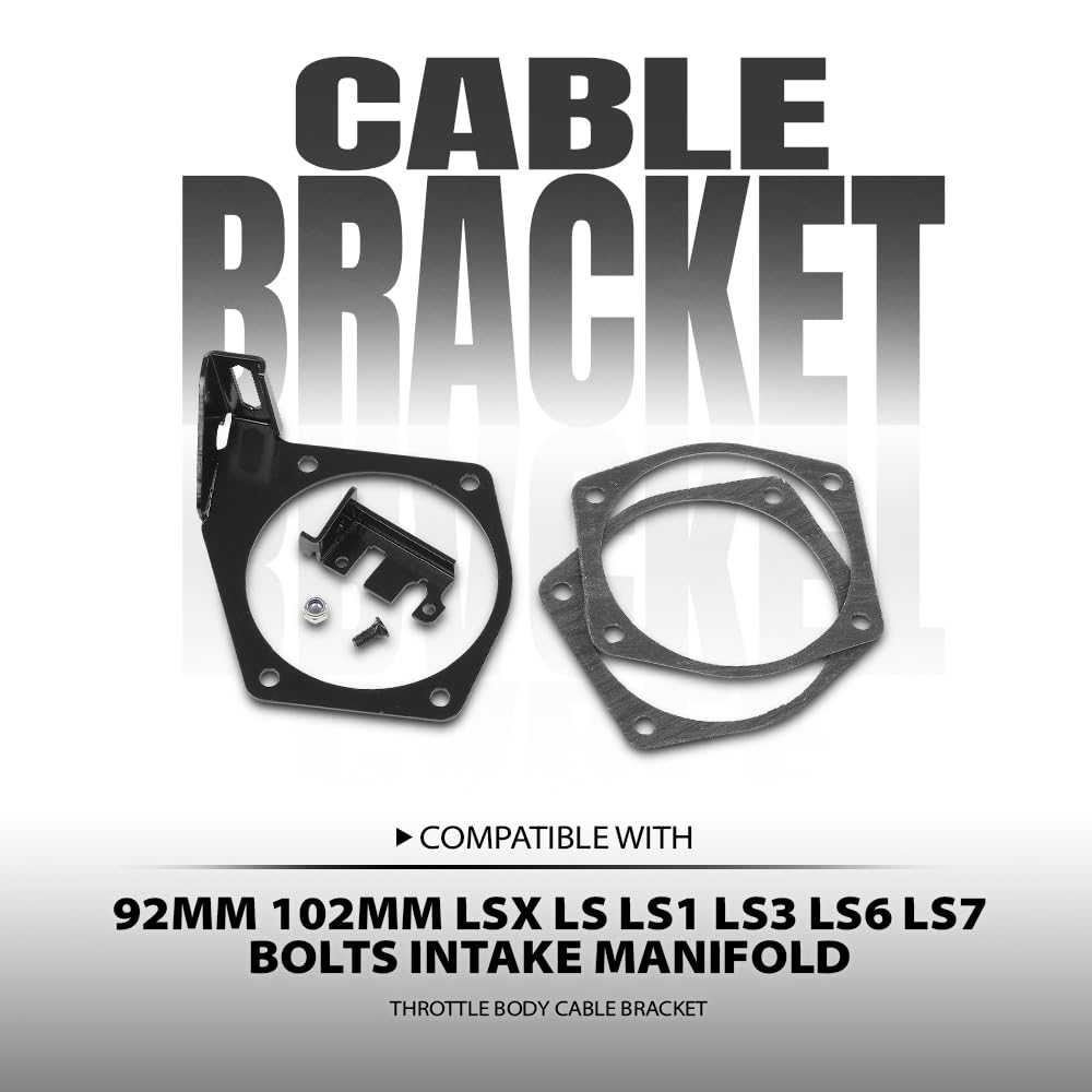 G-PLUS Throttle Body Cable Bracket Fit 92MM 102MM LSX LS LS1 LS3 LS6 LS7 4‑Bolts Drive‑By‑Cable Throttle Body Not Fit the Larger 105mm Intakes Black