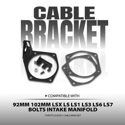 G-PLUS Throttle Body Cable Bracket Fit 92MM 102MM LSX LS LS1 LS3 LS6 LS7 4‑Bolts Drive‑By‑Cable Throttle Body Not Fit the Larger 105mm Intakes Black