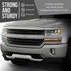 G-PLUS Front Bumper Valance + Chrome Skid Plate Compatible with Chevy Silverado 1500 2016-2018/1500 LD 2019 Fit Models w/ Z71 Package & Impact Bar Skid Plate Black
