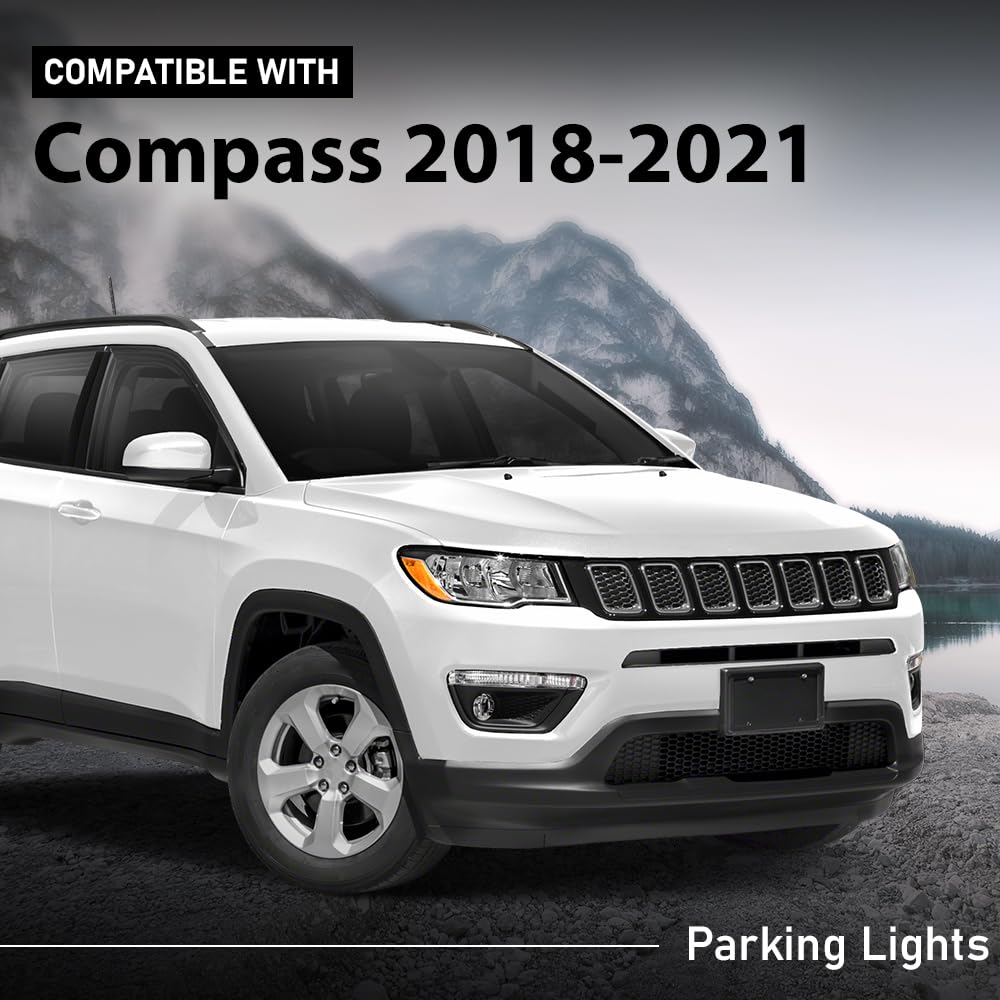 G-PLUS Front Bumper Parking Lights Pair Compatible with Jeep Compass 2017-2021 55112721AB Clear Lens