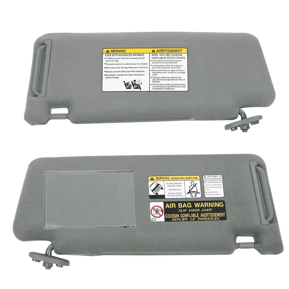 G-PLUS Gray Sun Visor with Mirror LH Driver & RH Passenger Side 1 Pair Compatible with Toyota Tacoma 2005-2015 74320-35C10-B0, 74310-35C10-B0, 74320-04181-B1, 74310-04181-B1