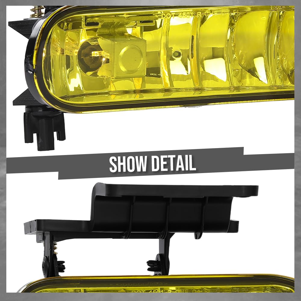 G-PLUS Front Bumper Fog Lights Compatible With GMC Sierra 1999-2002,Fit Yukon XL 2000-2006 Pickup Truck,Driver& Passenger Fog Lamps Yellow lens