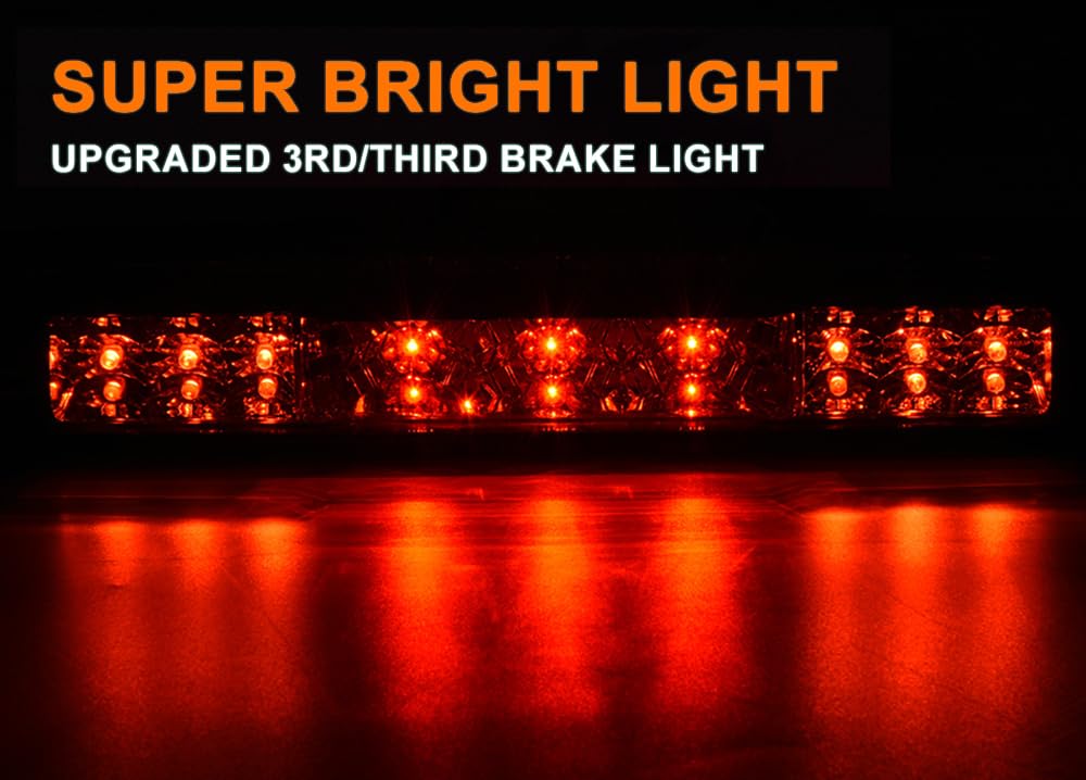 G-PLUS Compatible with Chevy Silverado/GMC Sierra 1500 2500HD 3500HD 2007-2013 Led Third 3rd Brake Cargo Light Rear High Mount Stop Lamp Replacement Red Lens Waterproof