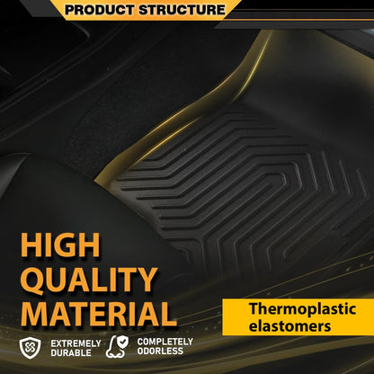 G-PLUS 3PCS Cargo Liner,Compatible with 2020-2025 Tesla Model Y 5 Seat (NOT Fit 7 Seat),1st & 2nd Row 3PCS,TPE Black Full Cover Protection Floor Liner Mats,All Weather Interior Accessories