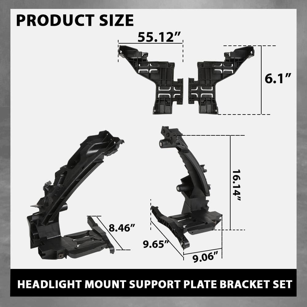 G-PLUS Headlight Mount Support Plate Bracket Set 4Pcs Compatible with Audi Q5 (8R) 2009-2012 Black 8R0805607A, 8R0805607B, 8R0805608A, 8R0805608B