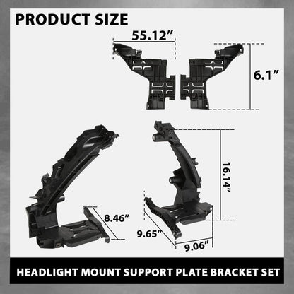 G-PLUS Headlight Mount Support Plate Bracket Set 4Pcs Compatible with Audi Q5 (8R) 2009-2012 Black 8R0805607A, 8R0805607B, 8R0805608A, 8R0805608B