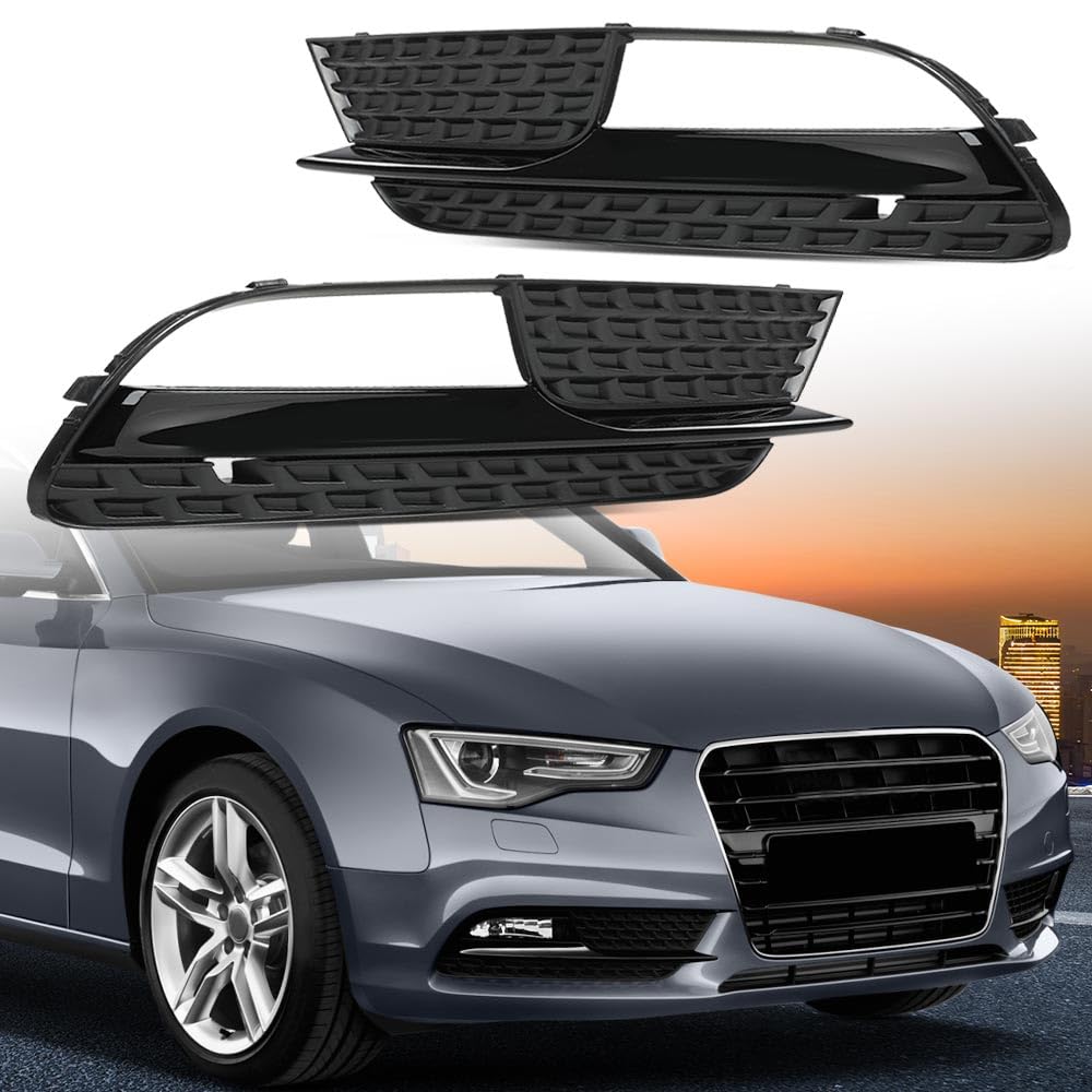 G-PLUS Front Bumper Lower Fog Light Grille Cover Grill Panel Pair Compatible with Audi A5 2012-2016/Fits Audi A5 Quattro 2012-2016/ Not fit for S5/ RS5/ A5 S-Line