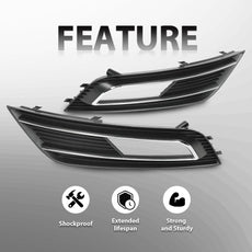 G-PLUS Fog Light Grille Cover for Audi A4 Quattro 2013-2016 Left Right Black Close-up View