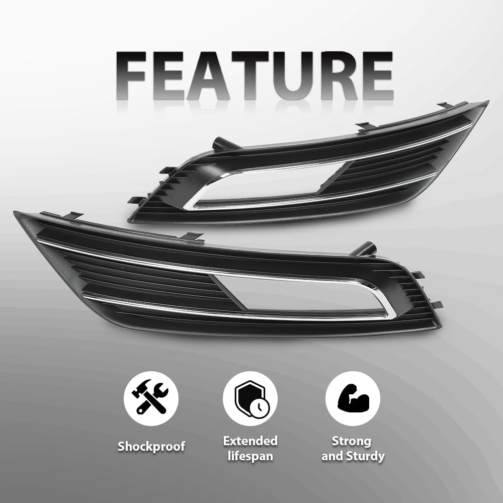 G-PLUS Fog Light Grille Cover Left & Right Compatible with 2013-2016 Audi A4 Quattro 2.0L 8K0807681K 8K0807682K