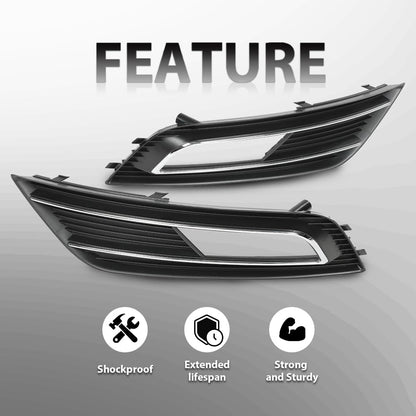 G-PLUS Fog Light Grille Cover Left & Right Compatible with 2013-2016 Audi A4 Quattro 2.0L 8K0807681K 8K0807682K