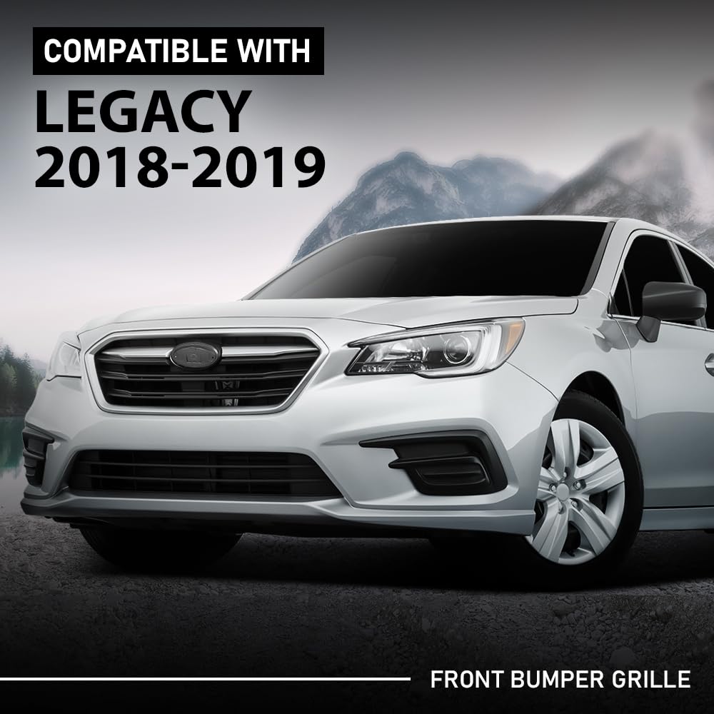 G-PLUS Front Bumper Grille Grill Assembly Black Shell Silver Insert Compatible with Subaru Legacy 2018-2019 91121AL19A