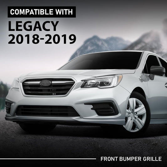 G-PLUS Front Bumper Grille Grill Assembly Black Shell Silver Insert Compatible with Subaru Legacy 2018-2019 91121AL19A