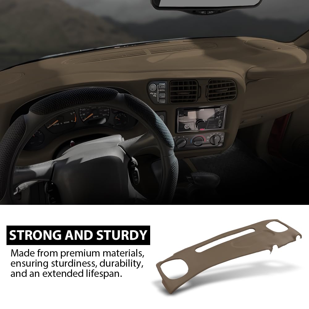 G-PLUS TPE Dashboard Dash Cover Compatible with Chevy S10 Blazer GMC S15 Jimmy Pickup 1999 2000 2001 2002 Dash Board Cover Beige