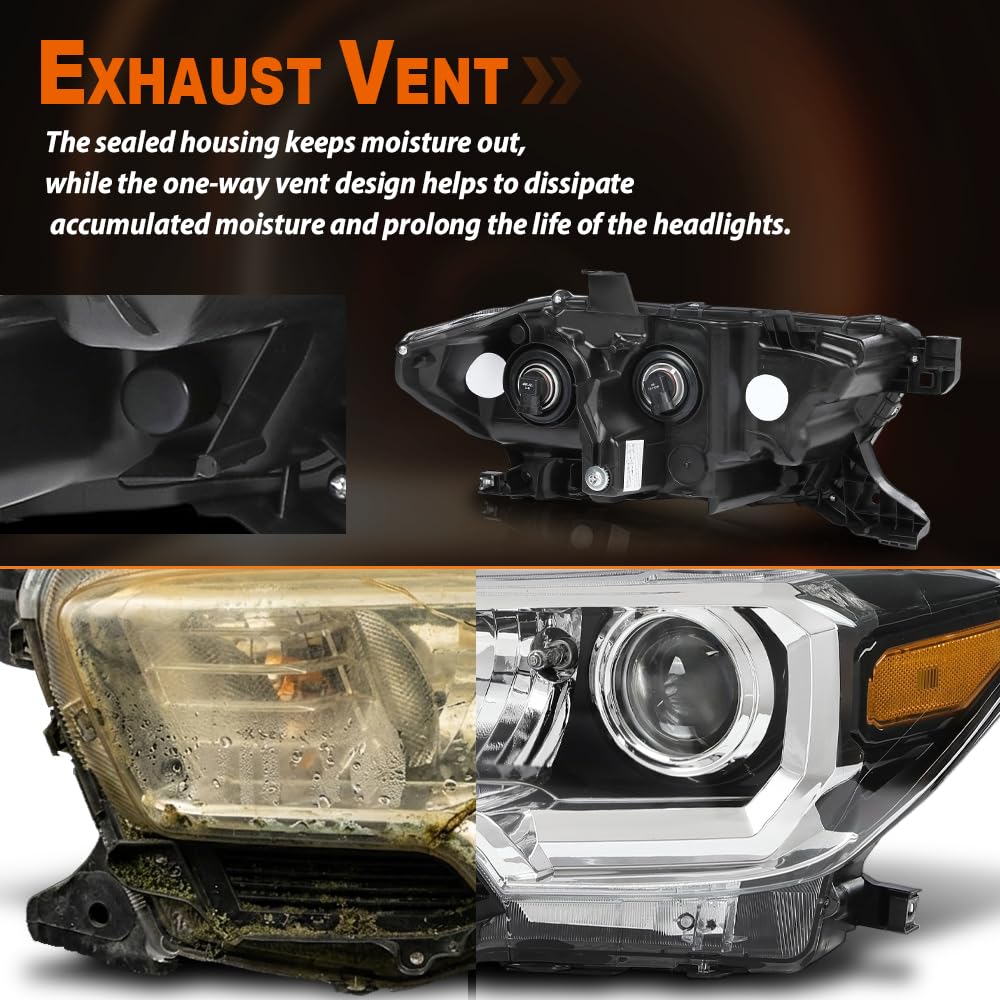 G-PLUS Headlight Assembly Left and Right Side w/o LED Daytime Running Compatible with Toyota Tacoma 2018 81150-04261, TO2502266 OEM Fit Standard 2 PCS White