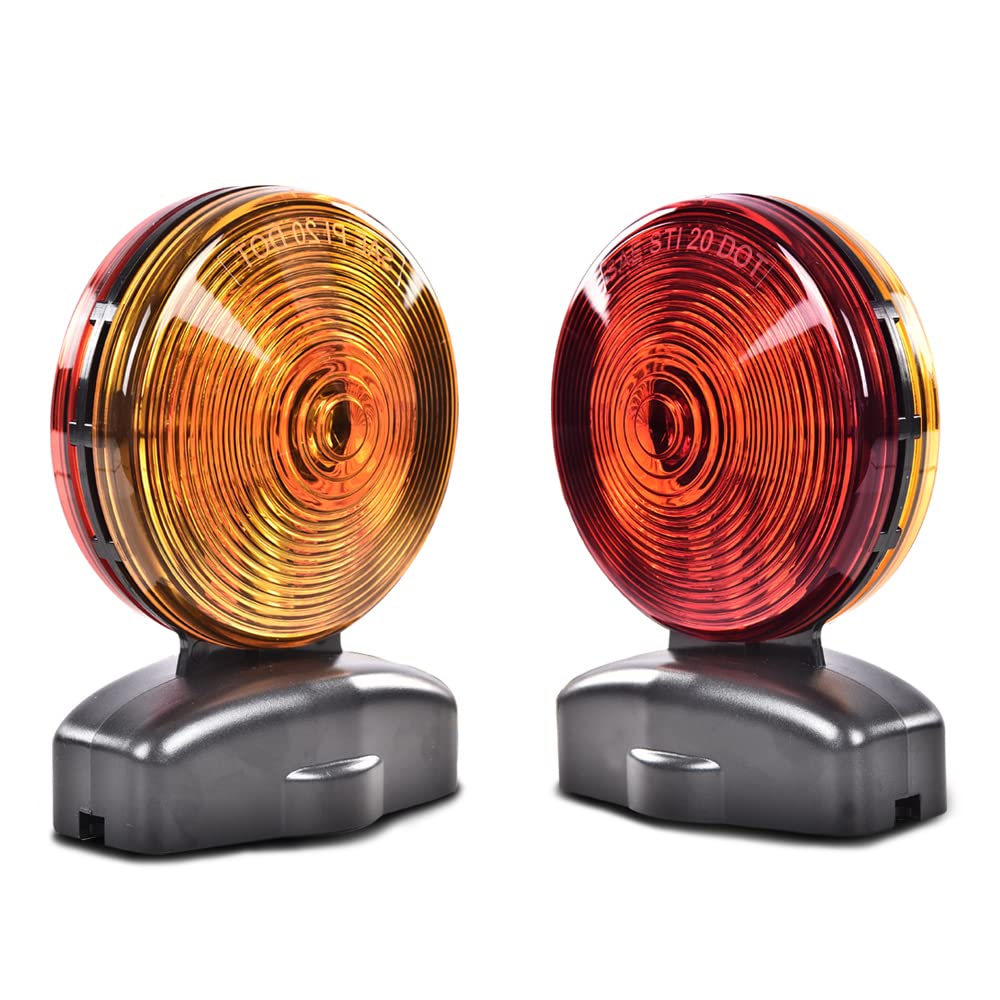 G-PLUS Universal 12V Magnetic Towing Light Kit Tail Lights Turn Signal Lamp Kit 20' 55lb Magnetic Strength, Red & Amber