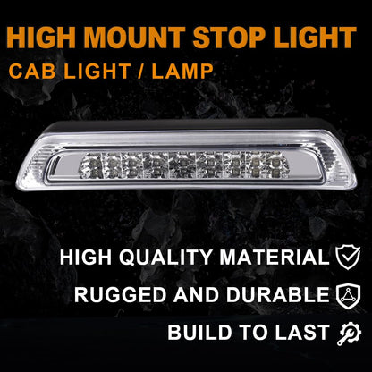 G-PLUS Third 3rd Brake Cargo Light Compatible With 2007-2016 Toyota Tundra Rear Roof Center High Mount Tail Lamps Replacement Chrome Housing Clear Lens