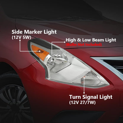 G-PLUS Headlights Assembly w/o Bulbs Driver and Passenger Side Compatible with Nissan Versa 2015-2019 260109KK0A 260609KK0A NI2503230 NI2502230Bumper Headlamps,faros delanteros