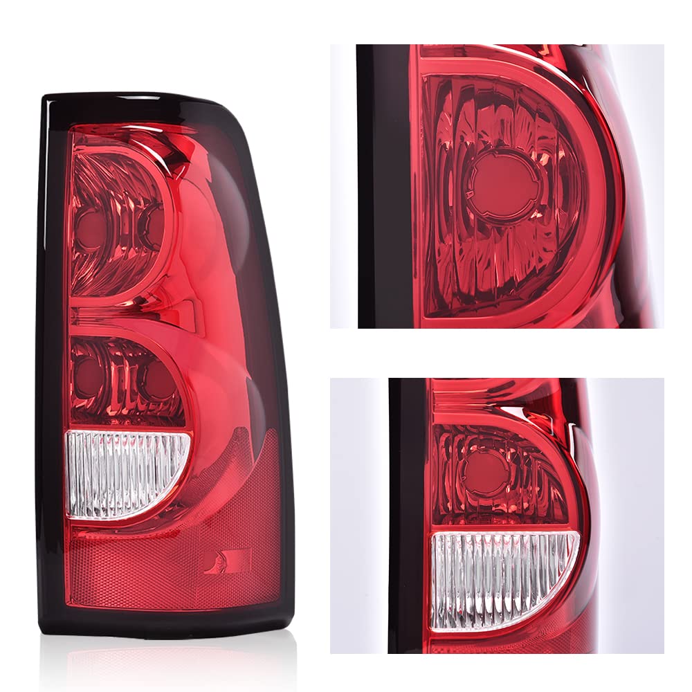 G-PLUS Clear Rear Tail Lights Compatible with 2003 2004 2005 2006 Chevy Silverado Pickup Red GM2800174, GM2801174 luces traseras Luces Traseras Rear Brake Lamps Assembly