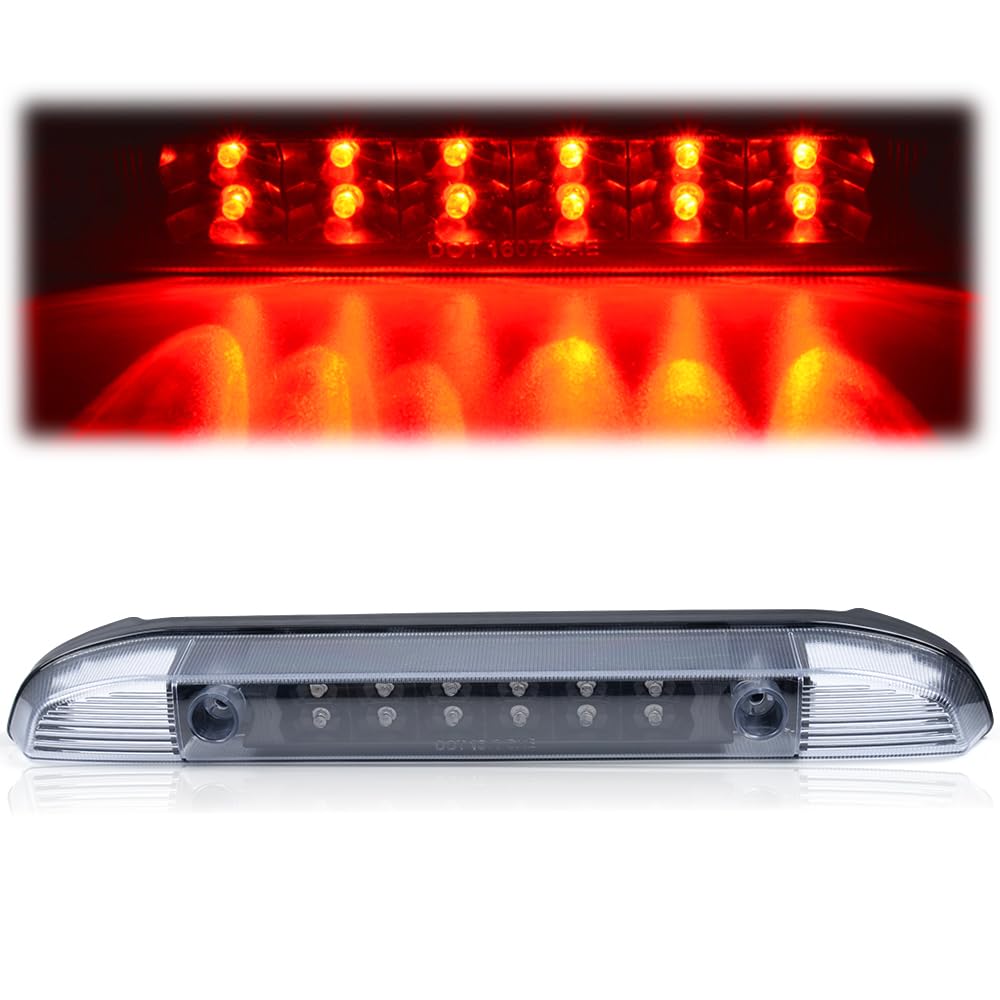 G-PLUS Third 3rd Brake Cargo Light Compatible With 2001-2004 Nissan Frontier Pickup Rear Roof Center High Mount Tail Lamps Replacement Black Housing Clear Lens