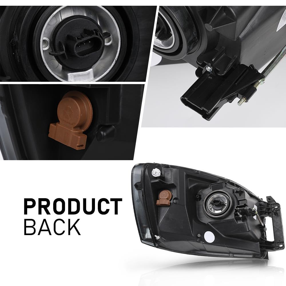G-PLUS Headlights Assembly w/Bulbs Light Bar Left and Right Side Compatible with Dodge Ram 1500 2006-2008/Fit Dodge Ram 2500 3500 2006-2009 Smoke Lens Black Housing Amber Reflector
